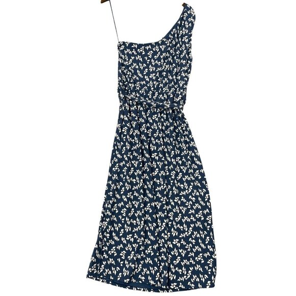 NEW Lauren Ralph Lauren Womens 12 One-Shoulder Midi Dress Blue & White Printed - Picture 3 of 11